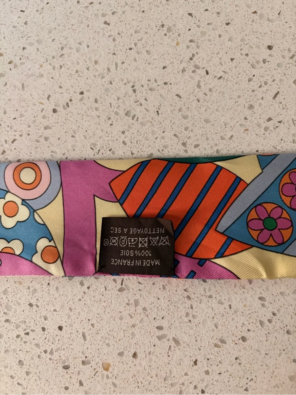 Hermes Authentic Colorful Geometric & Motif Silk Twilly -